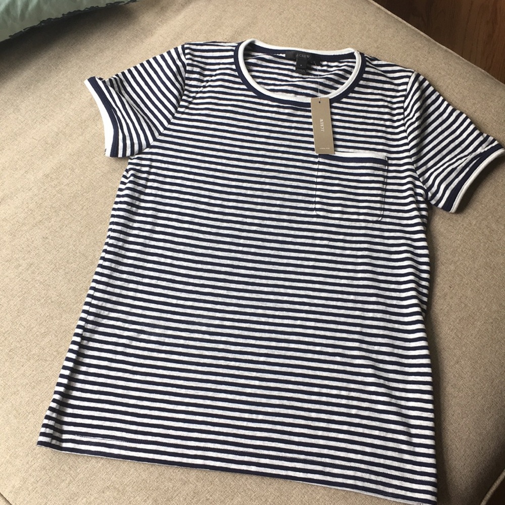 JCrew Striped Pocket Tee